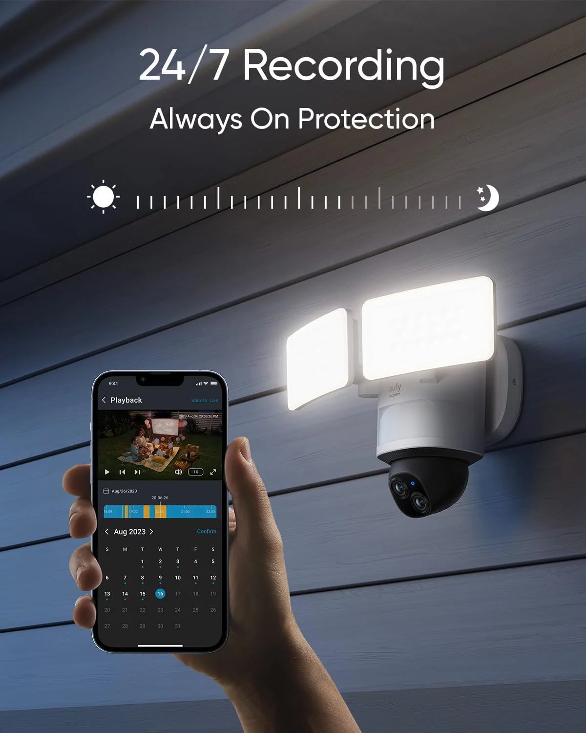 Dual Camera Floodlight Camera with 360° Pan and Tilt D714