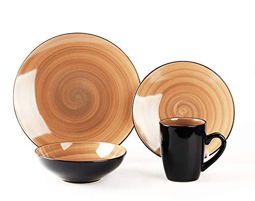 16pc Black Speckled Stoneware Dinnerware Set R74041