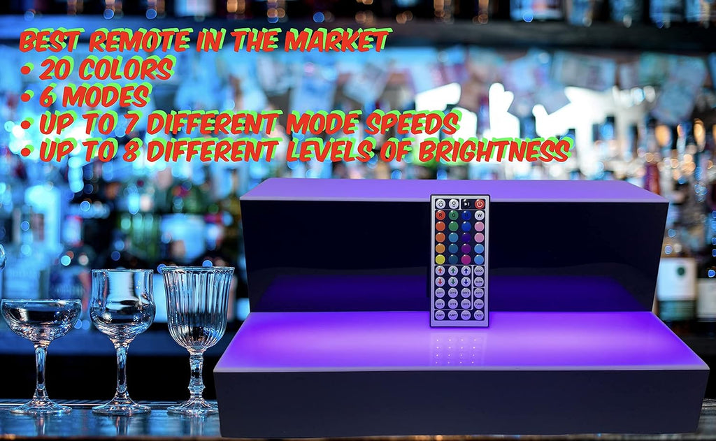 2 Step Multicolor LED Liquor Bottle Display Shelf 16 inch I2129