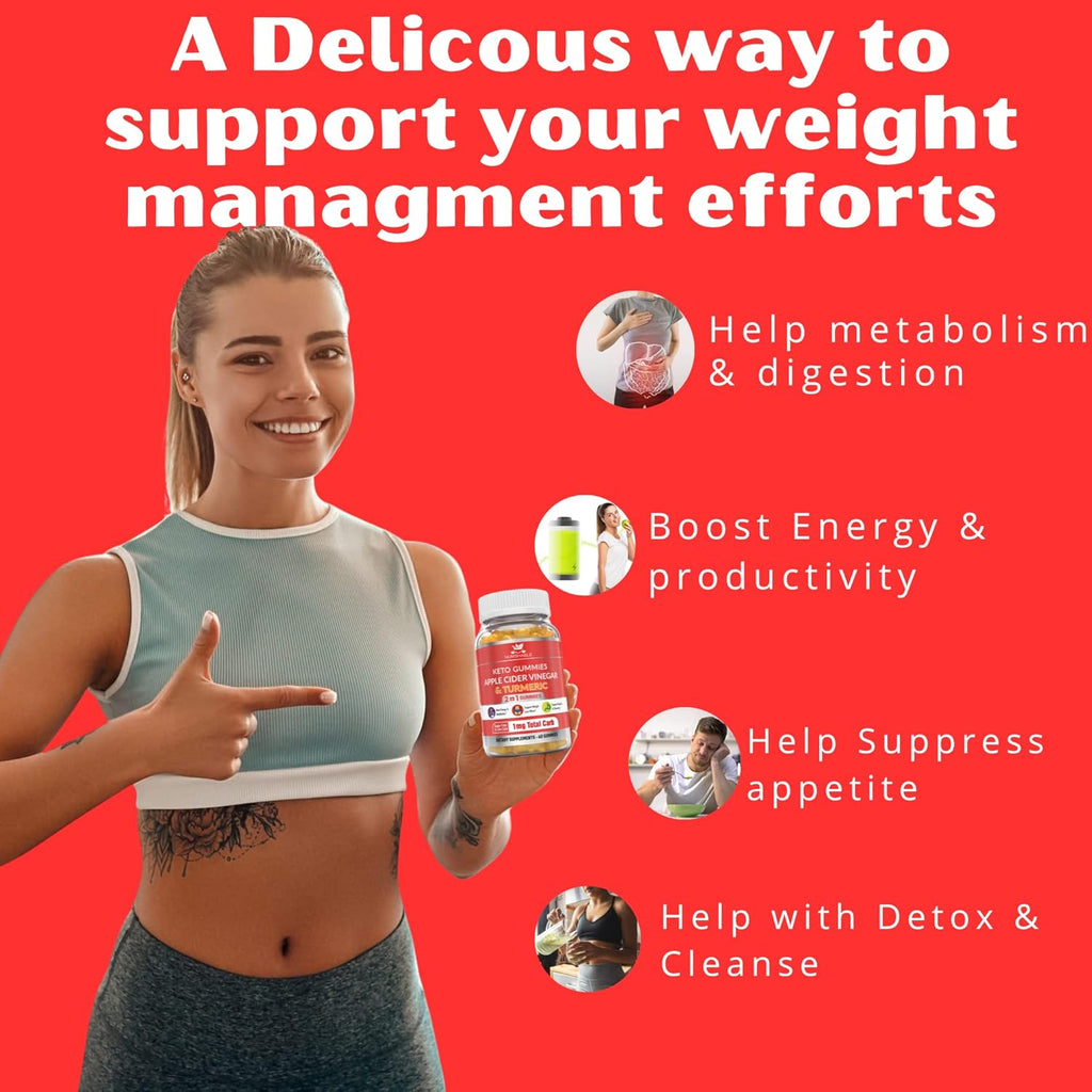 ACV Keto Gummies with Apple Cider Vinegar and Turmeric - 60 Gummies S781222
