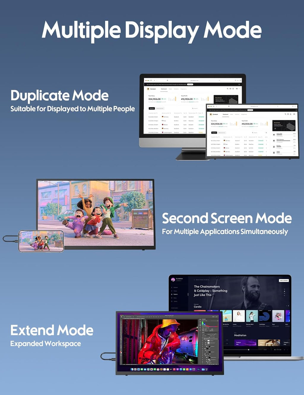 18.5 inch 100Hz Portable Monitor 1080P FHD IPS HDR Gaming Display T7226