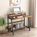 Retro 31.5 Inch Compact Computer Desk with Storage Y1227