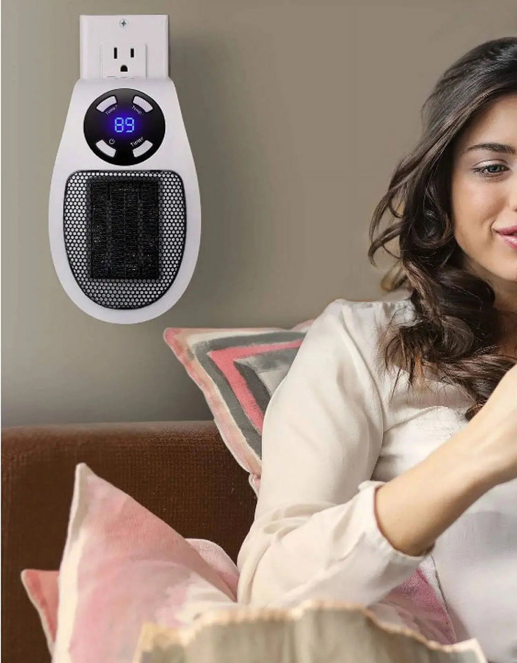 500W Mini Plug-in Wall Heater With Digital Timer F54030
