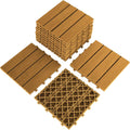 9PCS Aluminum Interlocking Deck Patio Tiles, 12” x 12” Wood Acacia E5368