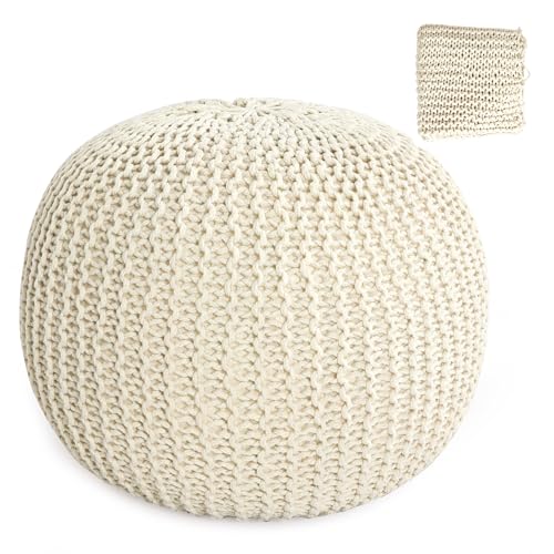 Navy Blue 100% Cotton Handmade Knitted Ottoman Pouf Cover A1058