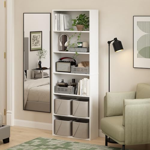 White 6-Tier Open Storage Bookcase N743090