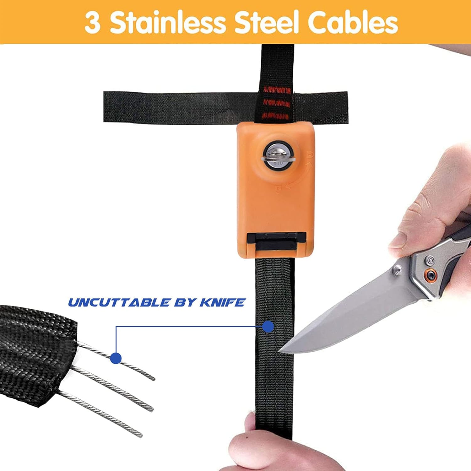 15ft Lockable Tie Down Strap with Silicone Buckle, 2 Pack (Orange) Z888530