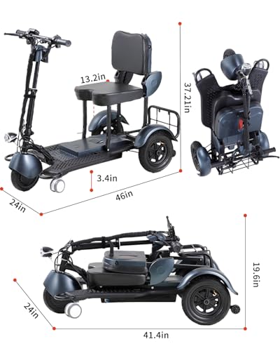 Black 3 Wheel Lightweight Folding Mobility Scooter U909