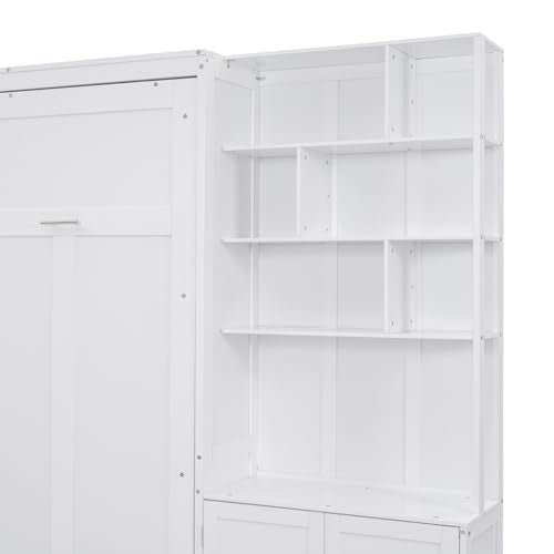 White Solid Wood Queen Size Murphy Bed with Desk G4823