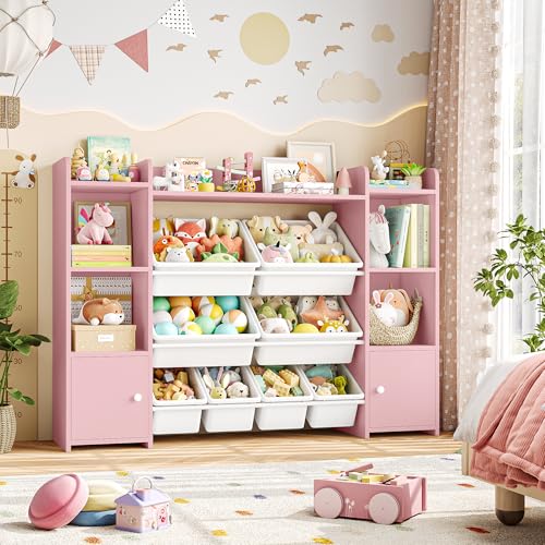 Pink 8 Toy Bins Storage Organizer with Shelf B933