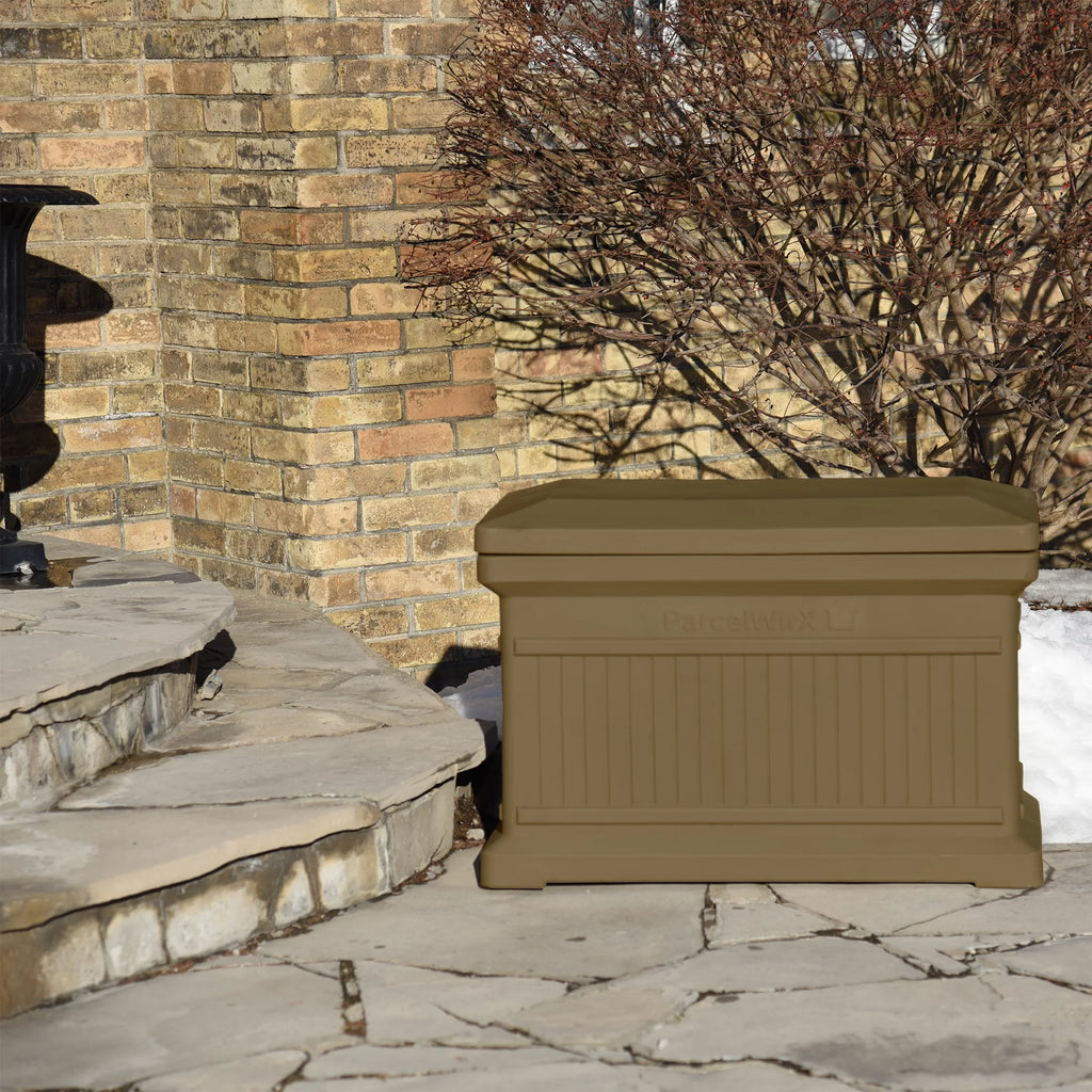 Oak Color Horizontal Large Package Delivery Box with Lift Off Lid A218039