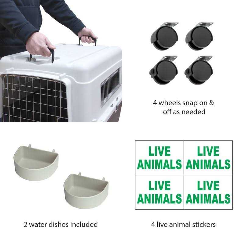 Plastic Kennels Rolling Plastic Wire Door Travel Dog Crate T30047