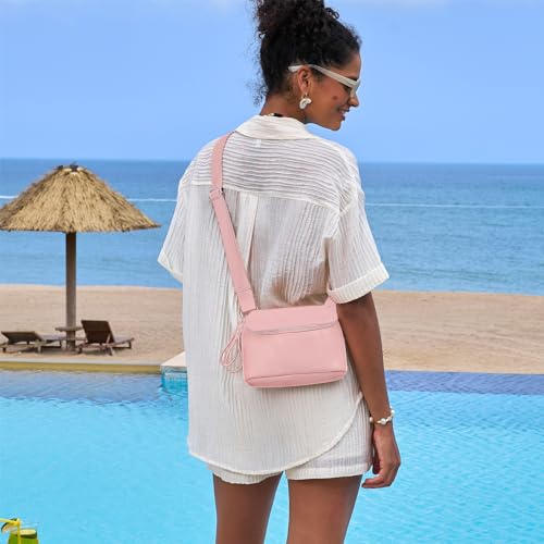 White Brown Vegan Leather Fanny Pack Crossbody Bag E3352