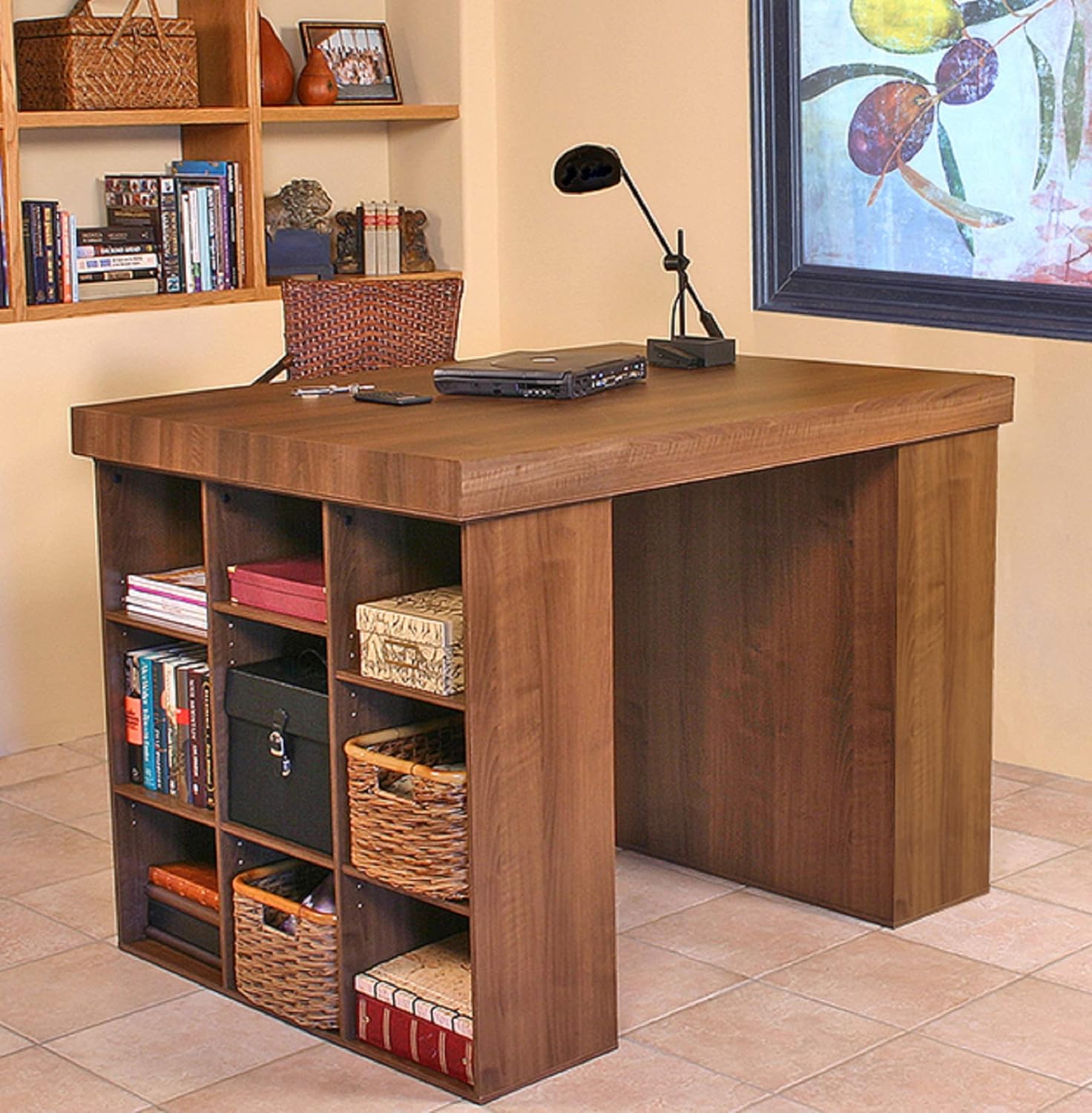 White Desk with 2 Bookcase Sides Y735547