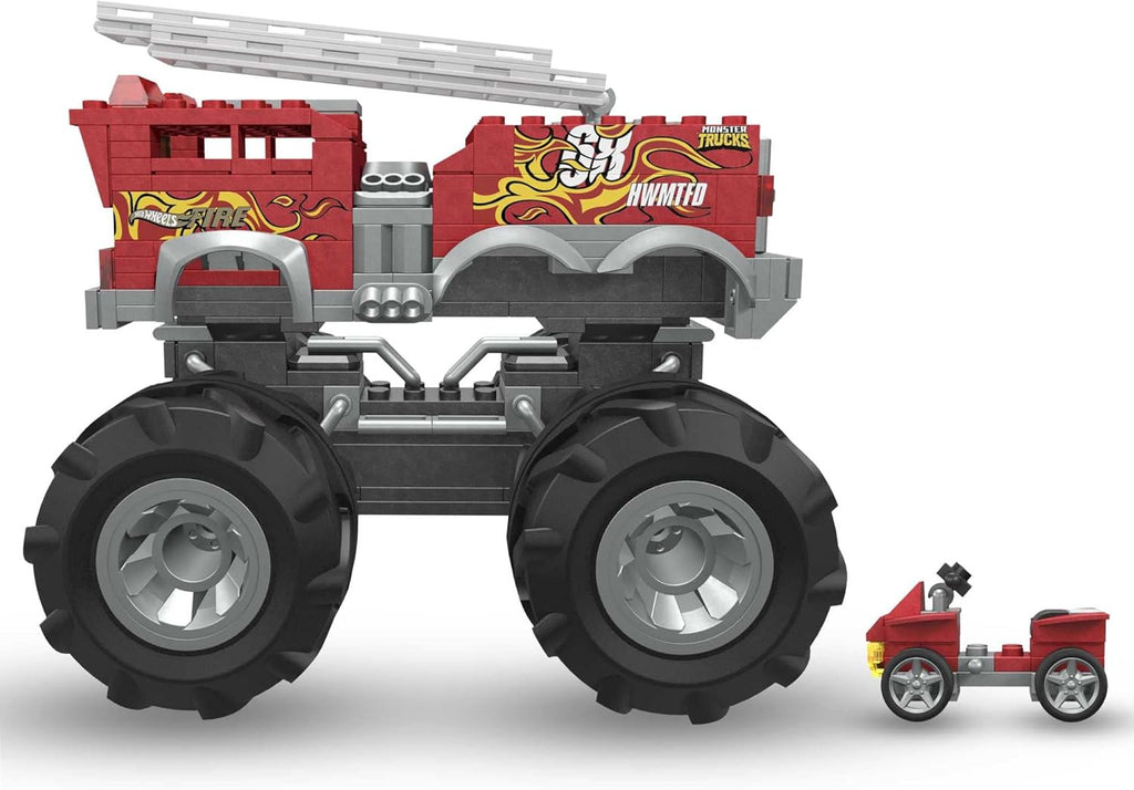 Red Monster Truck Building Toy Playset with 284 Pieces and Giant Wheels D102404