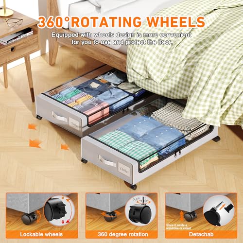 Black 2-Pack 60L Under Bed Storage Containers with Wheels and Clear Lids J294324