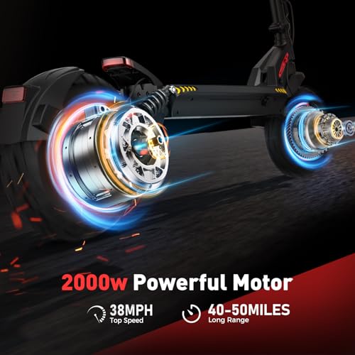 Electric Scooter with 28/38 MPH Top Speed, 40/50 Miles Range, 10/11" Offroad Pneumatic Tires, Foldable P69583