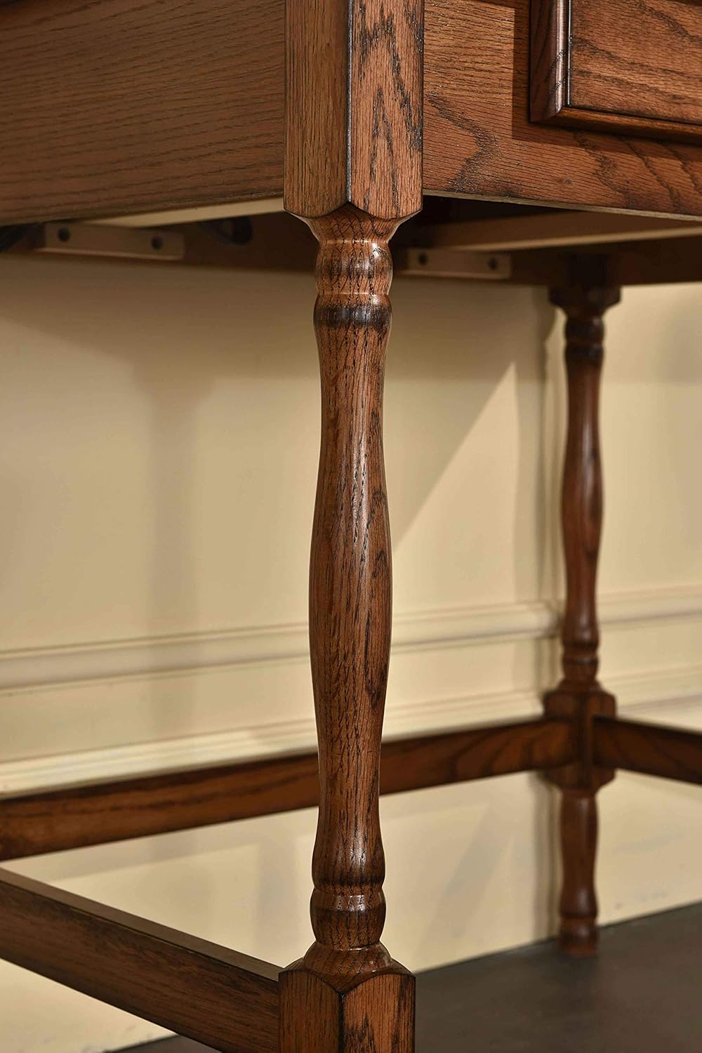 Mini Roll Top Desk Solid Oak Wood Burnished Walnut Finish O82409