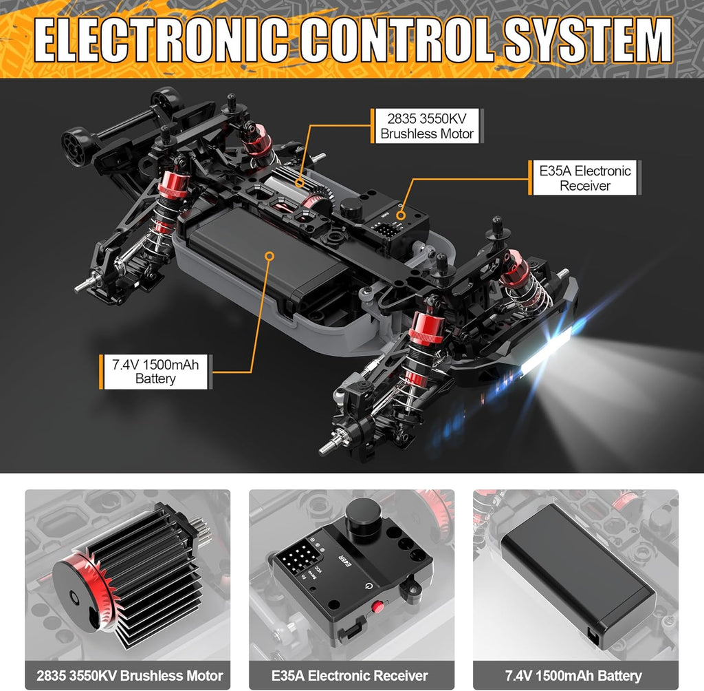 1:16 Brushless RC Car 52+KMH 4X4 Waterproof Off Road Buggy L4288