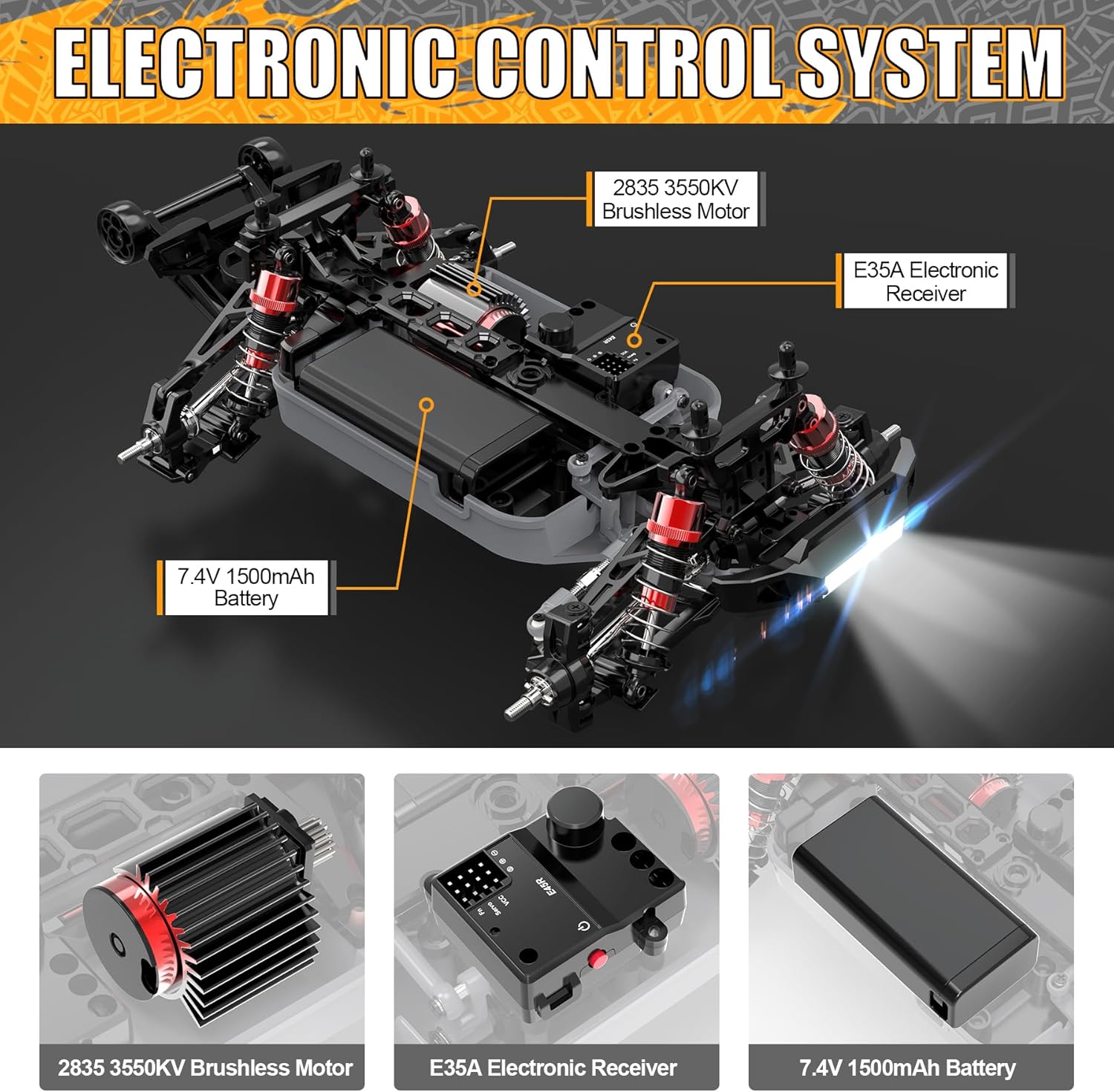 1:16 Brushless RC Car 52+KMH 4X4 Waterproof Off Road Buggy L4288