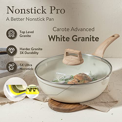 12Inch Nonstick Deep Frying Pan with Lid, 5.5 Qt Jumbo Cooker Saute Pan M40419