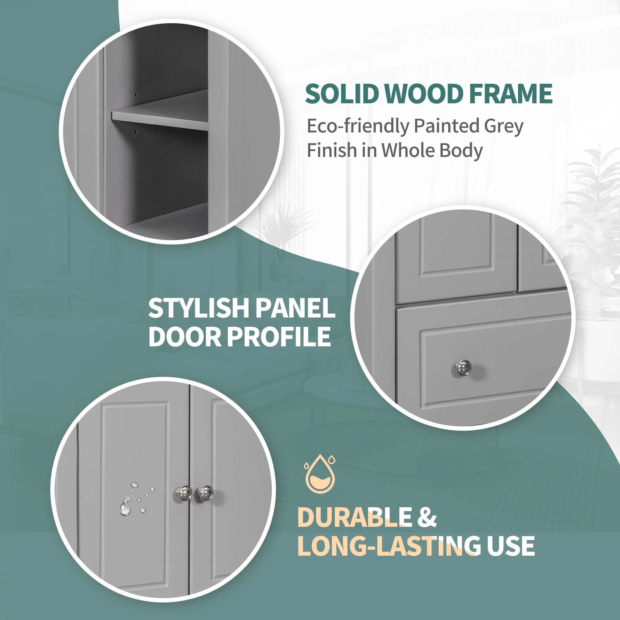 Grey Solid Wood Bathroom Vanity Base D62056