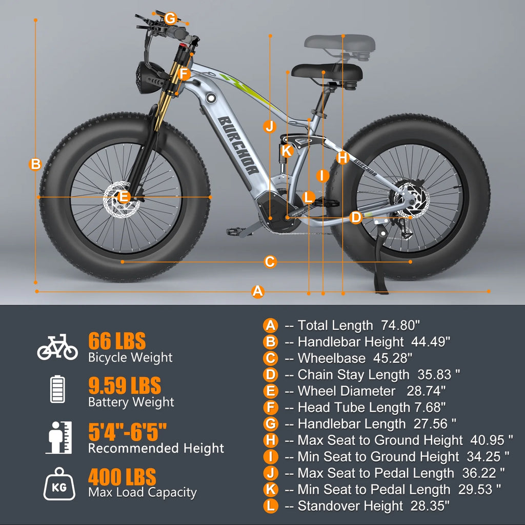 26" Fat Tire Full Suspension Electric Bike T23858