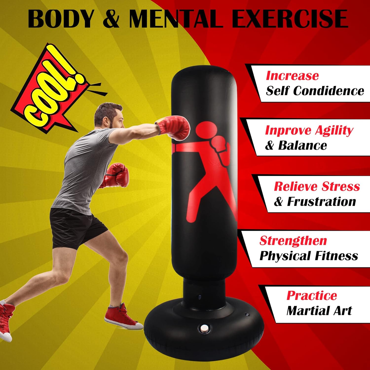 63" Freestanding Inflatable Punching Bag P544194