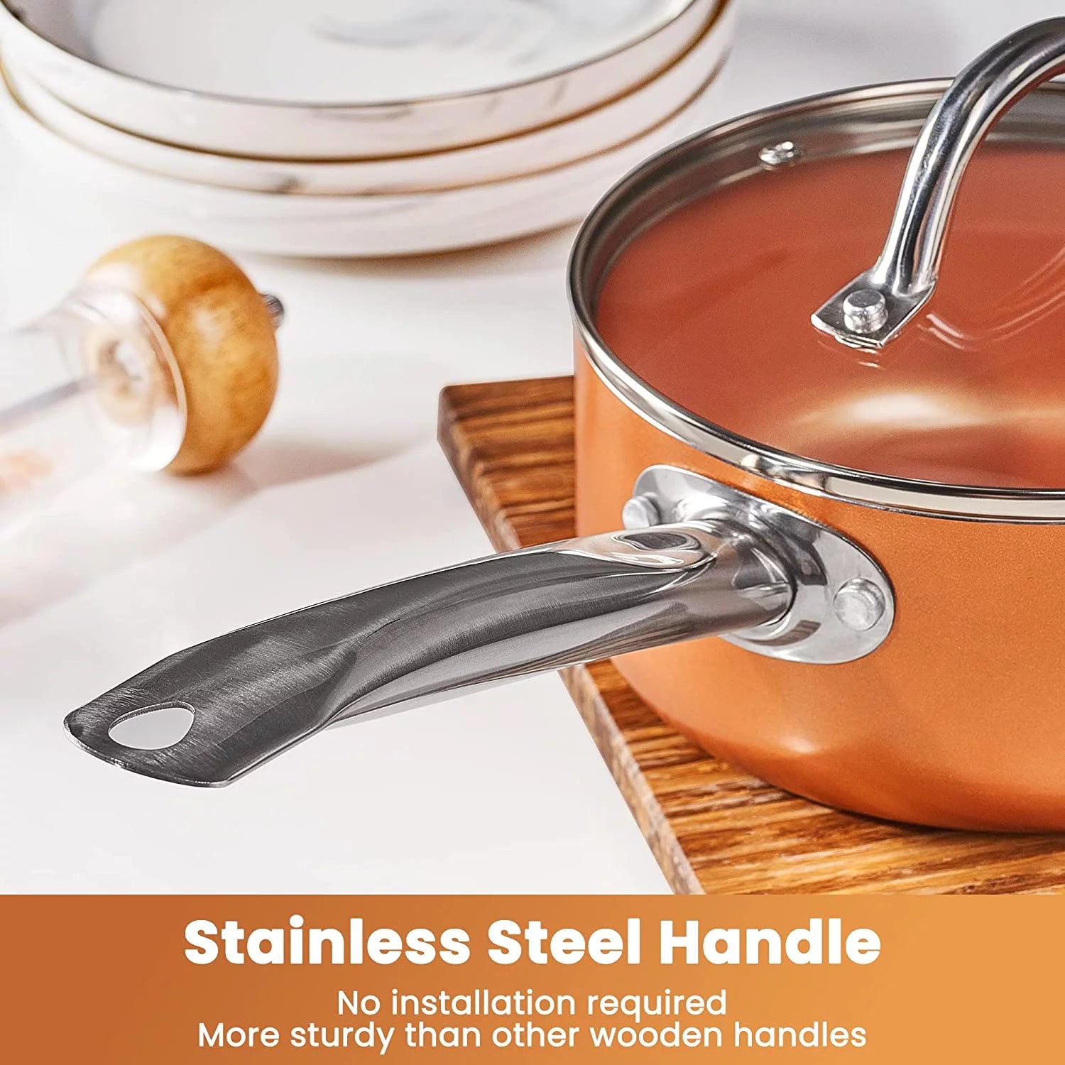 10 Piece Nonstick Ceramic Cookware Set with Stainless Steel Handles A812666
