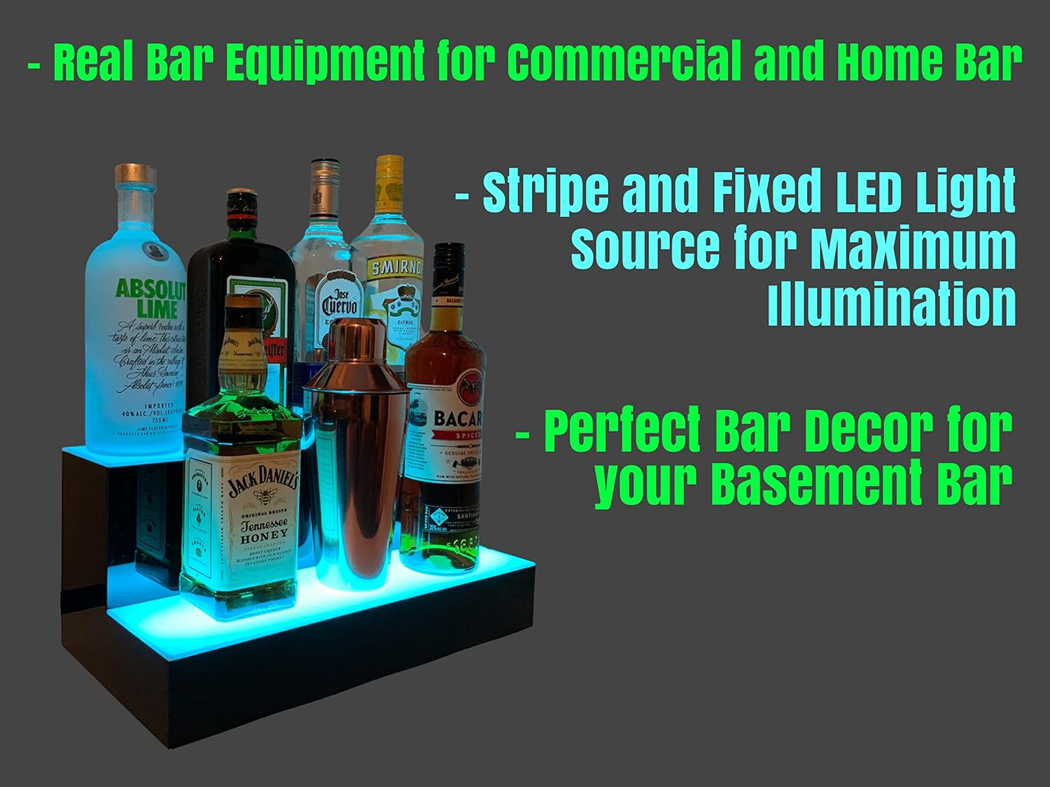 2 Step Multicolor LED Liquor Bottle Display Shelf 16 inch I2129