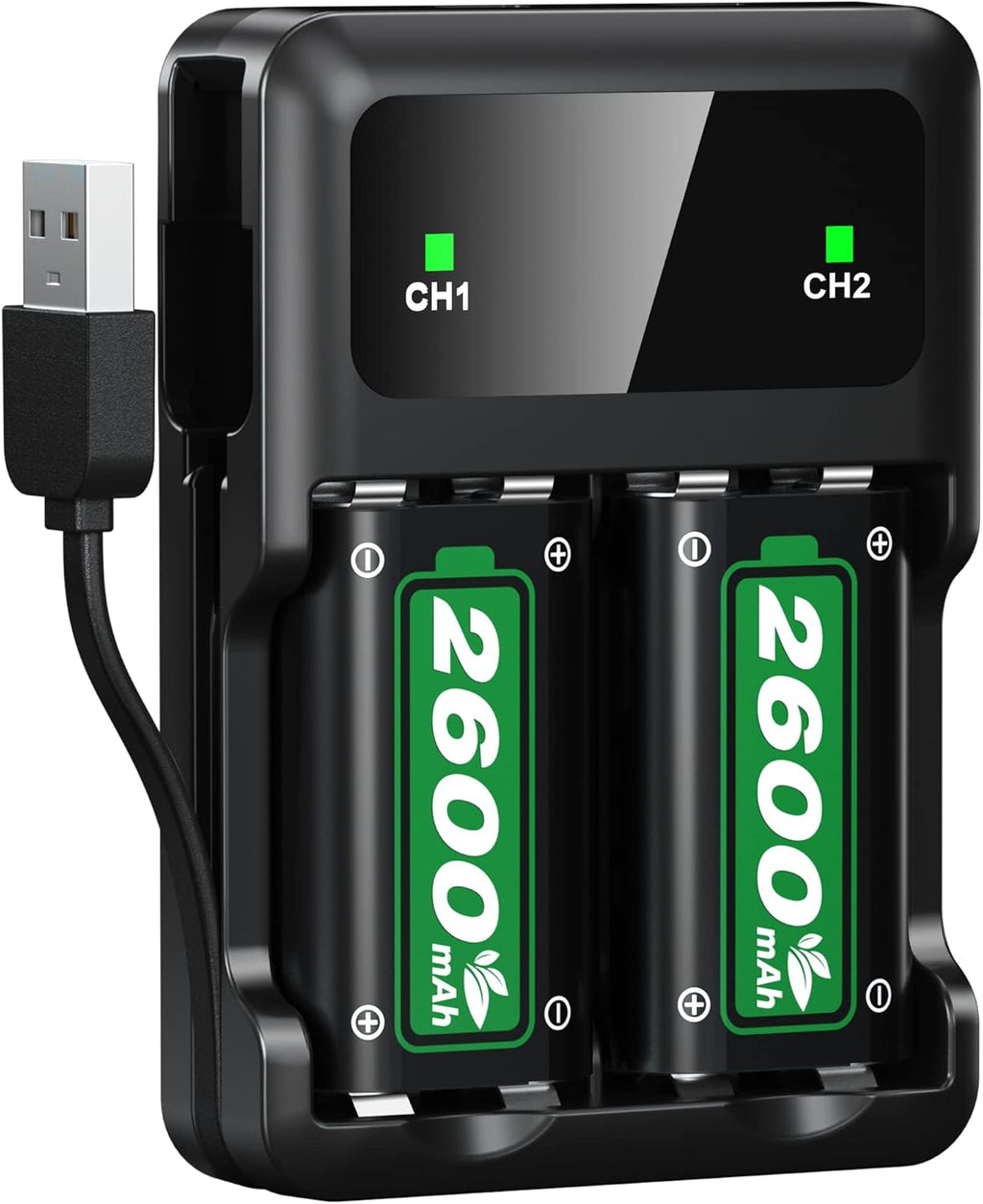 2x2600mAh Controller Battery Pack with Charger Station for Xbox U360