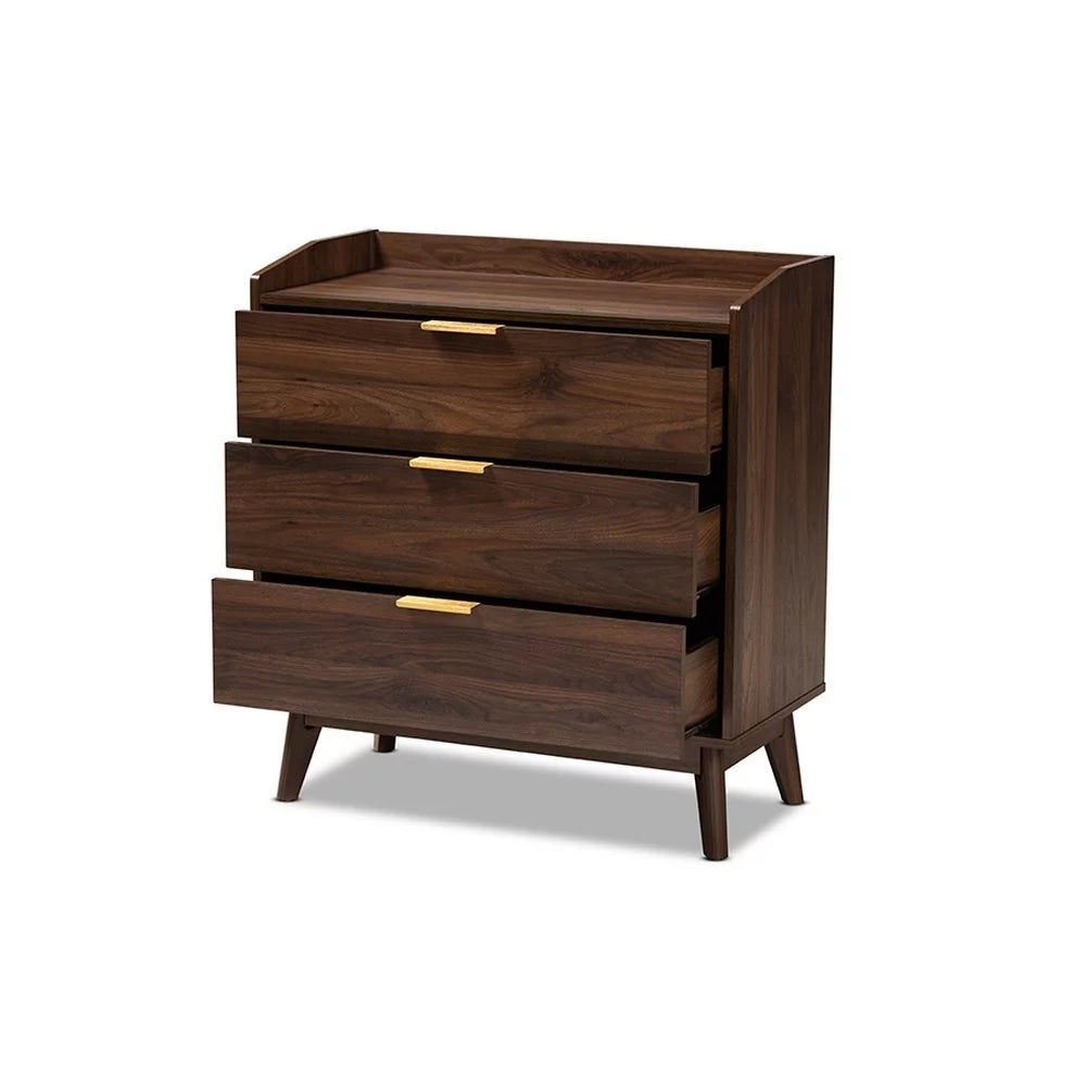 Walnut Brown 3-Drawer Wood Chest R98691