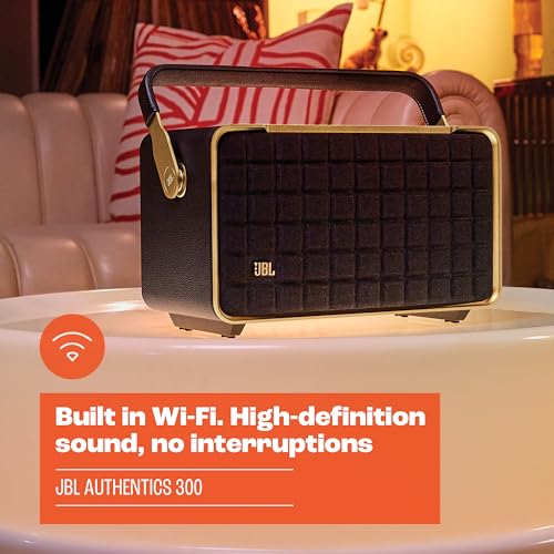 Retro Style Smart Home Speaker with Wi-Fi, Bluetooth and Voice Assistants (Black/Gold) V49666
