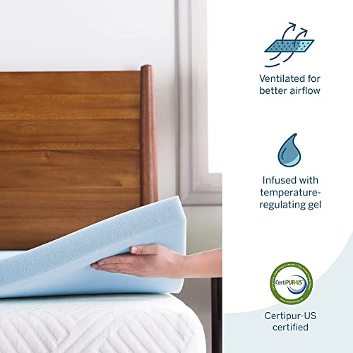 4 Inch Gel Memory Foam Mattress Topper, Twin XL, Blue Z634792