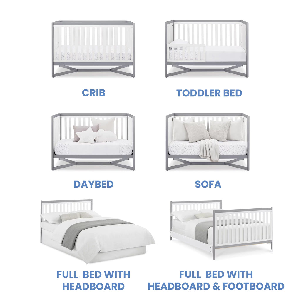 White/Gray 4-in-1 Convertible Crib G9851