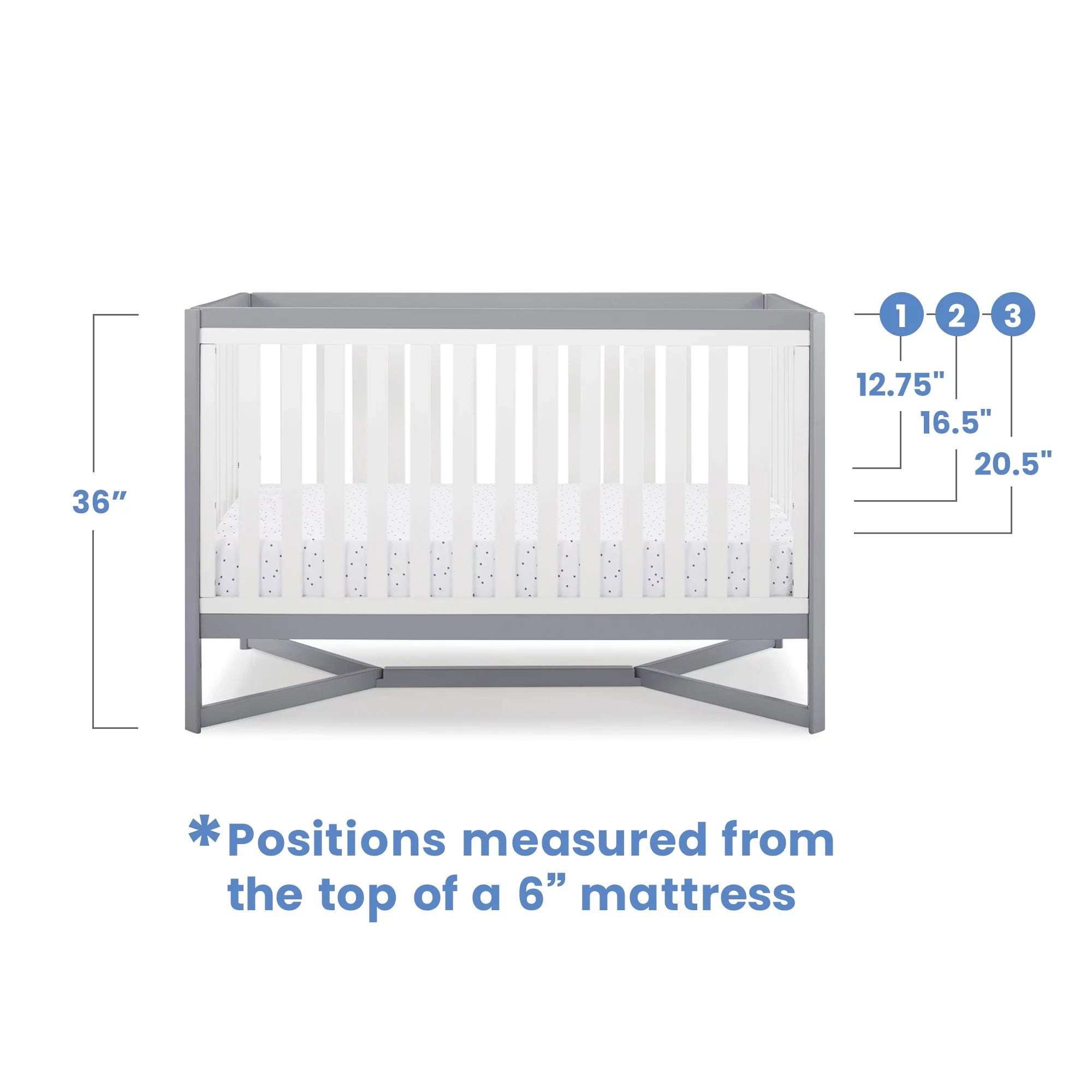 White/Gray 4-in-1 Convertible Crib G9851