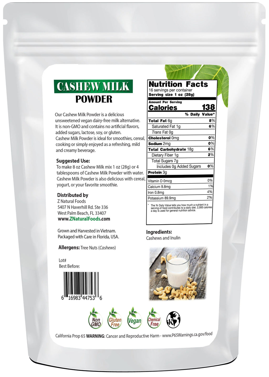 Cashew Milk Powder, 5 lbs Z199