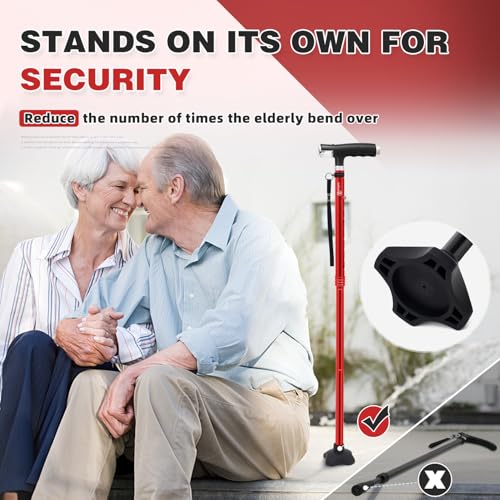 Folding Quad Cane with Two Led Lights Y499687