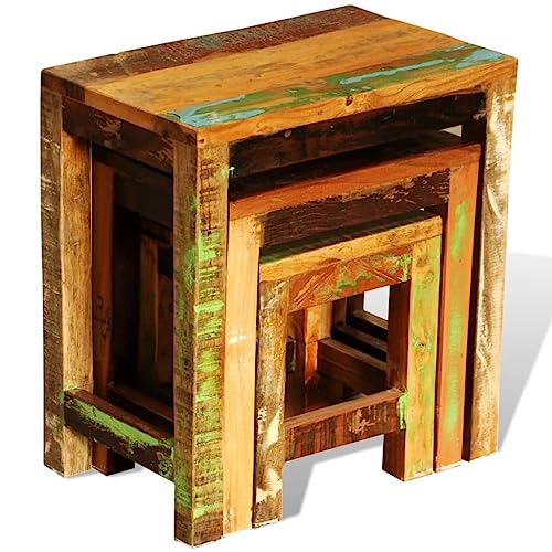 Nesting Table Set of 3 Wood R9658