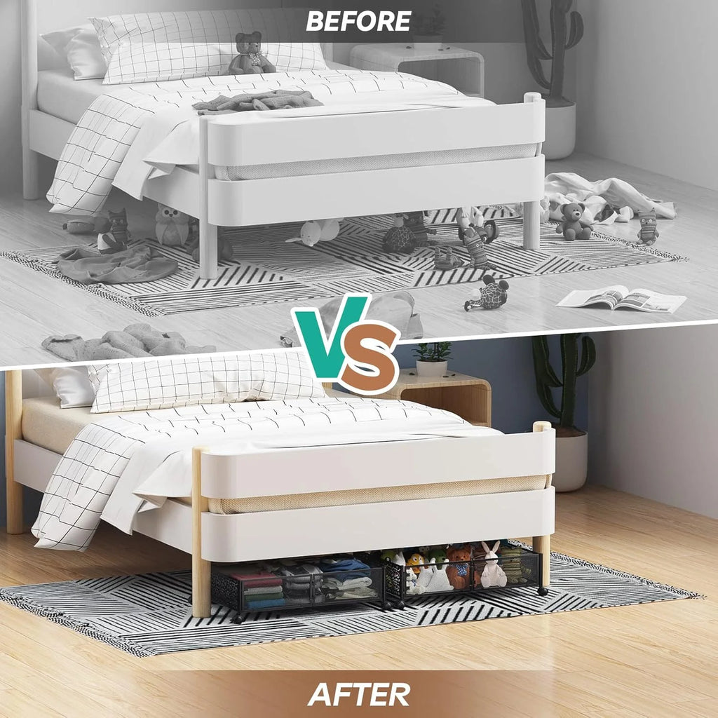 Under Bed Storage Containers with Wheels Metal Storage Containers -2PCK D8550