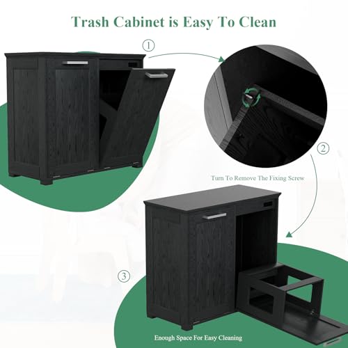 White 10-Gallon Wooden Tilt Out Trash Cabinet Y51313