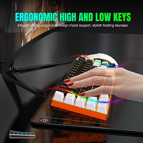 60% Wireless Gaming Keyboard and Mouse Combo, LED Backlit Rechargeable 2000mAh Battery, Small Membrane Keyboard M5952