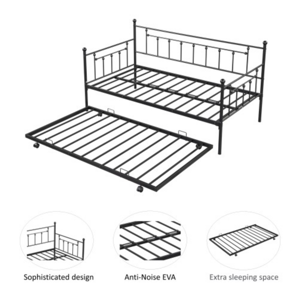 Black Metal Daybed with Trundle D110392