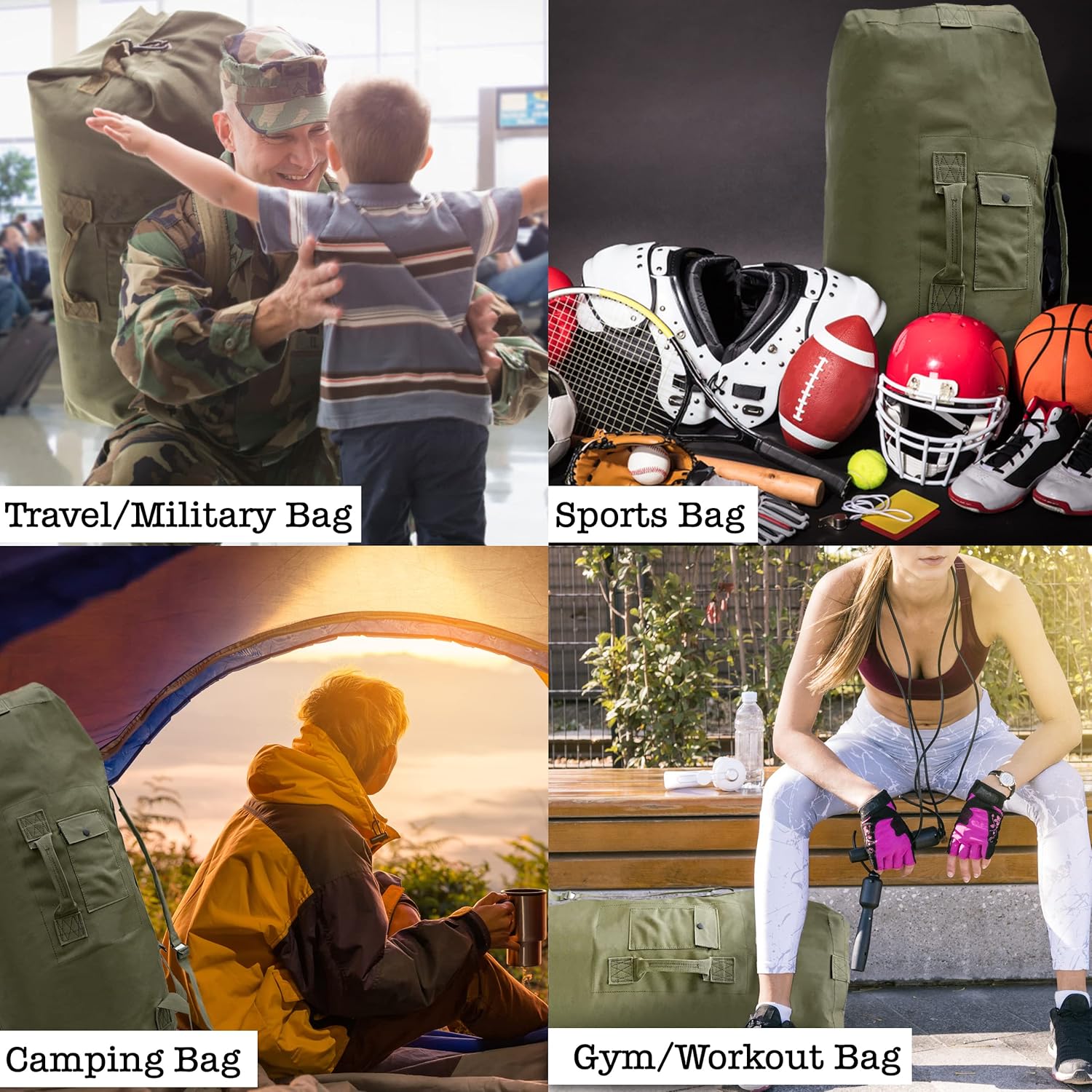 Military Green Canvas Duffel Bag I88503