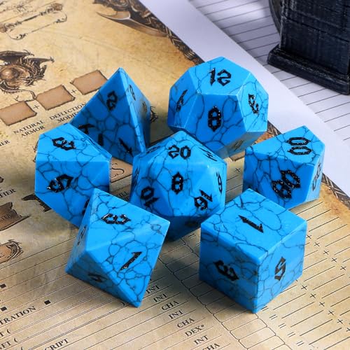 7 PCS Stone DND Dice Set with Case H257193