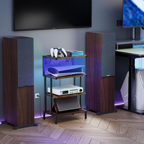 4-Tier Game Console Stand with Storage Shelves J8442