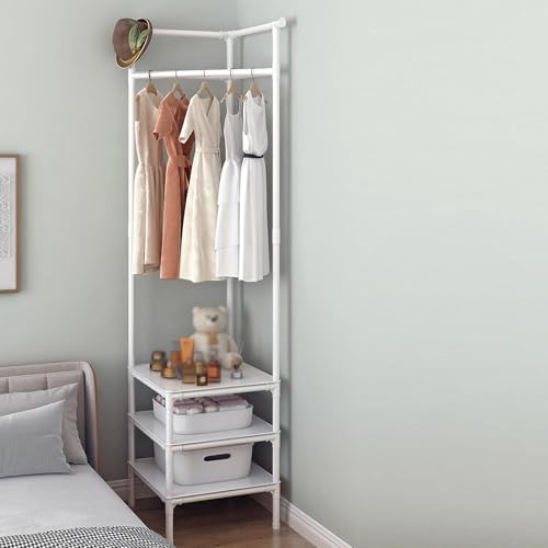 Gray 3-tiers Corner Coat Rack with Storage N958