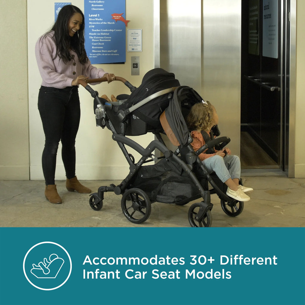 Black Herringbone Double Tandem Stroller U78598