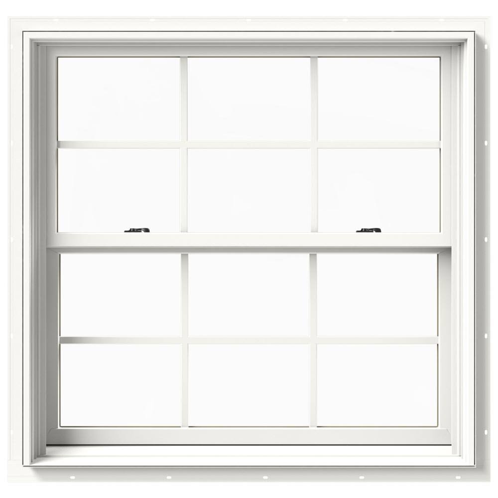 White Painted Clad Wood Double Hung Window with Screen V902