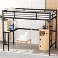 Black Metal Loft Bed Twin Size with Desk and Ladder D909881